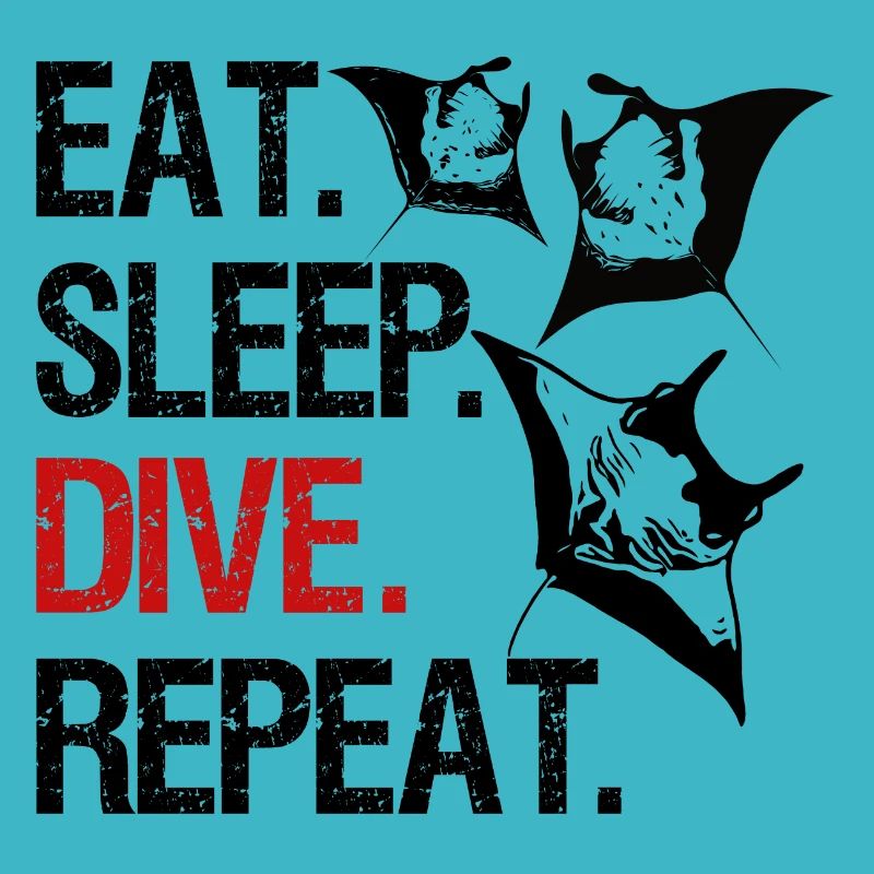 Eat Sleep Dive Repeat - Manta Schwarm