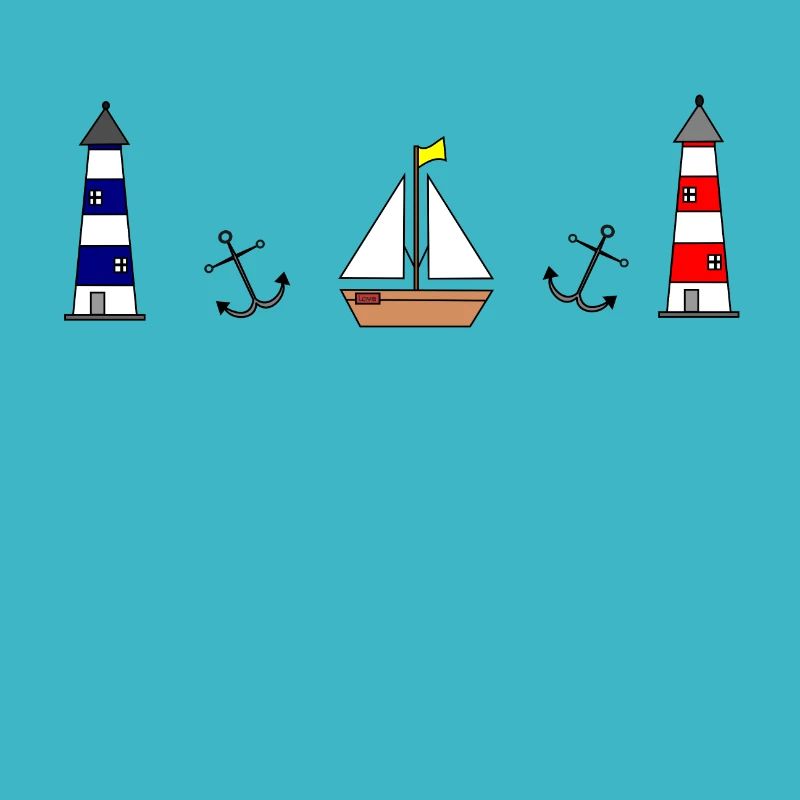 Maritim Leuchtturm Segelboot Anker
