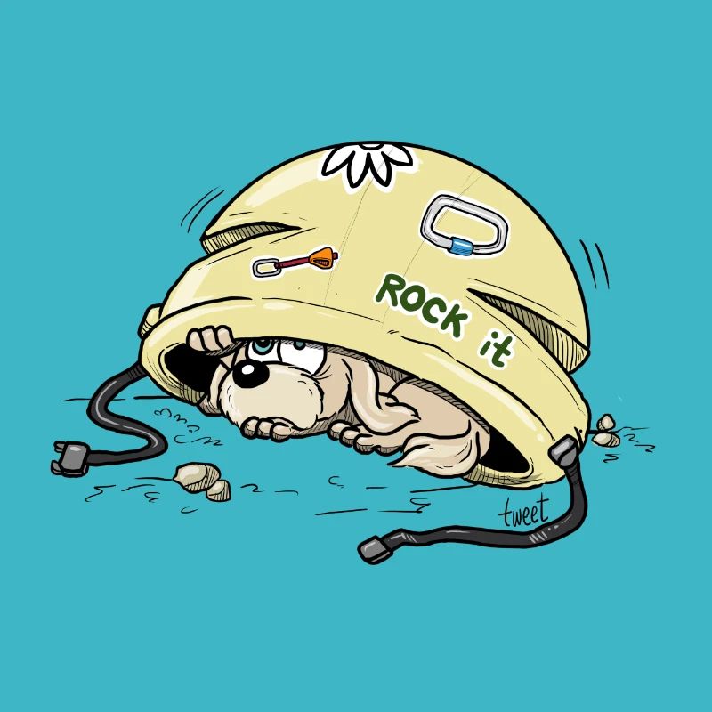 Casque Rock CLimbing avec un chiot