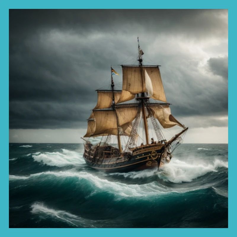 Bateau pirate dans une mer agitée