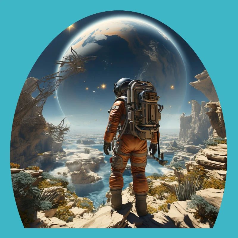 Un astronaute explore des mondes extraterrestres