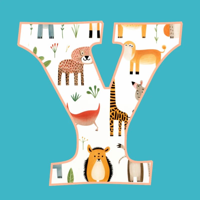 Buchstabe Y, Monogramm, Tiermuster