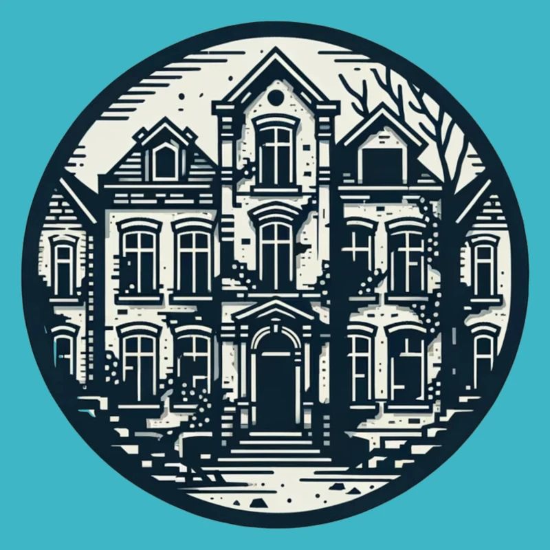 maison abandonnée noir et blanc