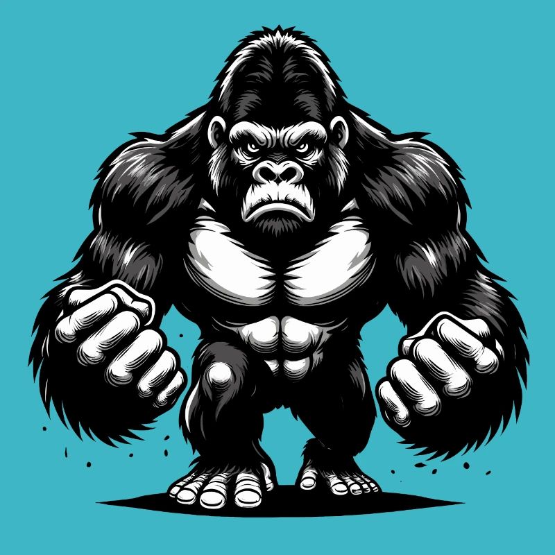 Black and White Cartoon Gorilla: Charming Character