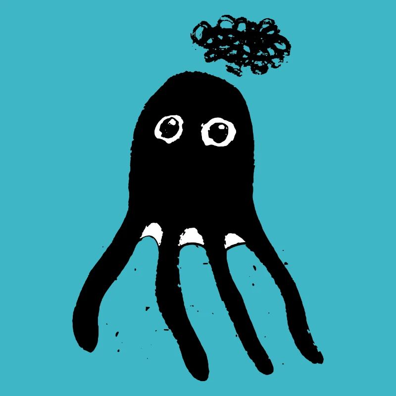 Pensive Octopus - Cute Black