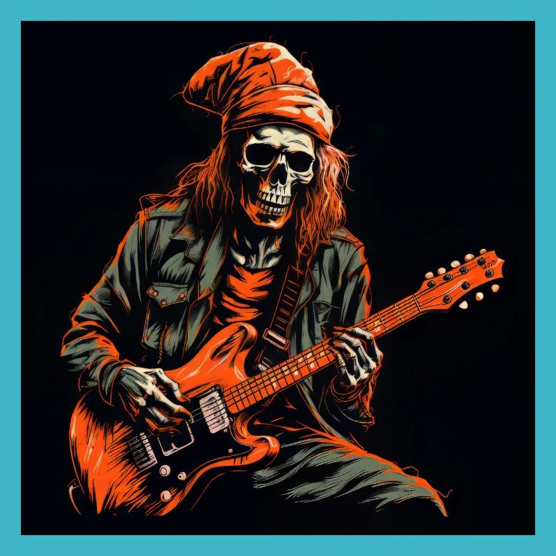 Orange Cap Skeleton Gitarrist - Auffälliger Vektor