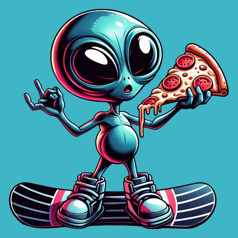 Alien Snowboarder : Pizza Action