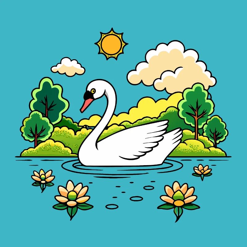 Ruhiger Schwan, der über einen ruhigen See gleitet