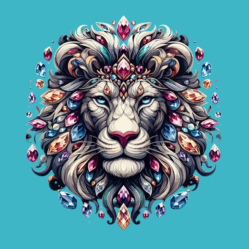 Lion's Majesty Digitale Kunst mit kostbarem Edelstein