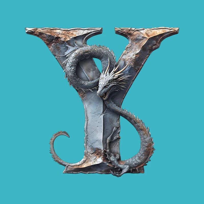 Lettre « Y » en forme de dragon.