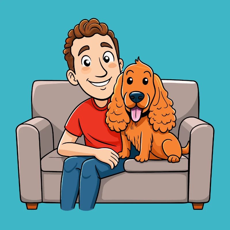 Loving Cocker Spaniel Cuddling on Couch