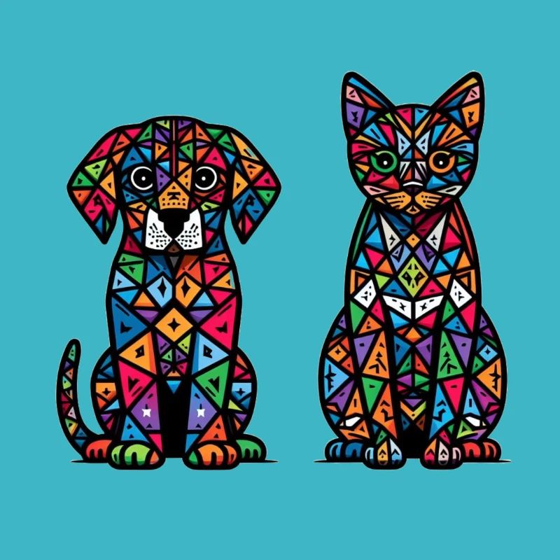 Hund und Katze Abstrakte Haustiere