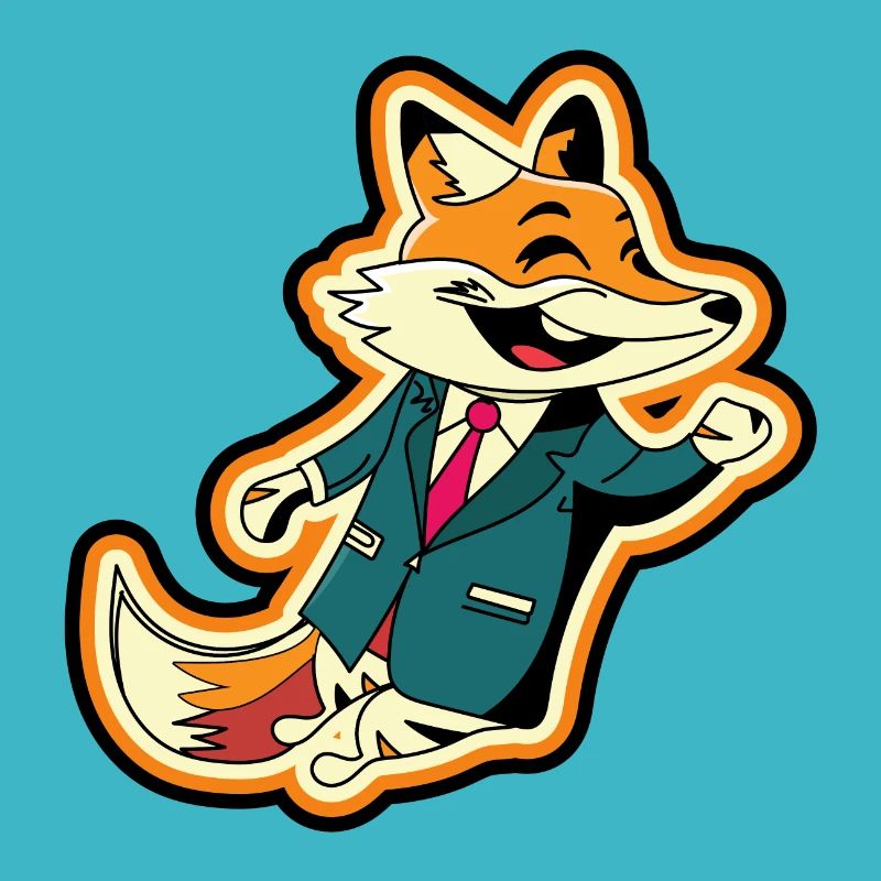 Happy fox mascot jumping funny design