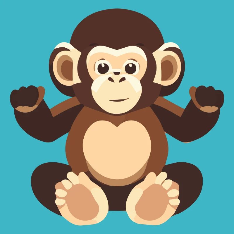 Singe Bébé Mignon Gorille Fourrure Marron Orang-outang