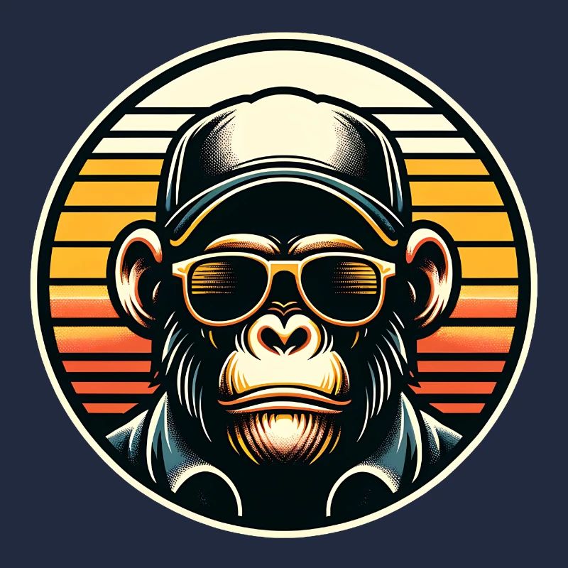 Cooler Schimpanse mit Sonnenbrille und Basecap