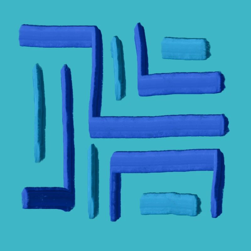 Labyrinthe peinture bleu