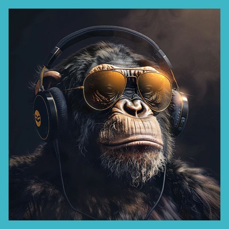 Affe mit Kopfhörer für DJ und Musiker Monkey