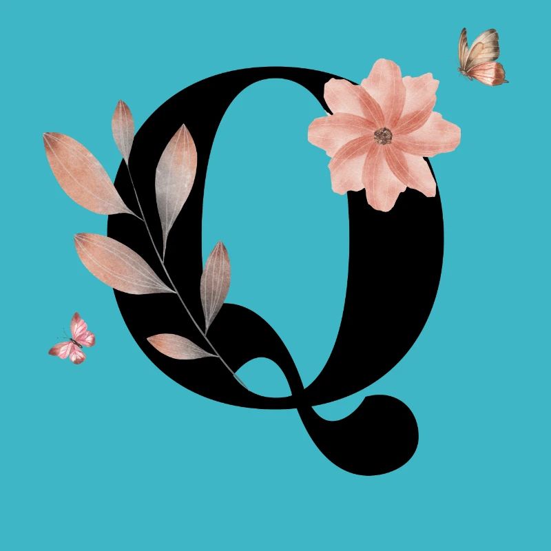 Buchstabe q Wildblumen Aquarelle