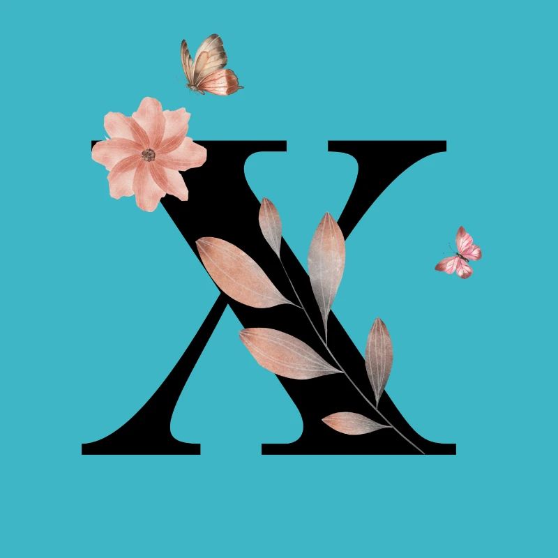 Buchstabe x Wildblumen Aquarelle