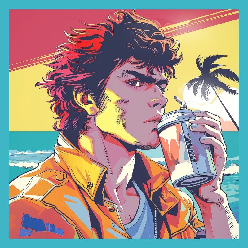 80er Jahre Anime Typ beruhigender hochwertiger Modedruck