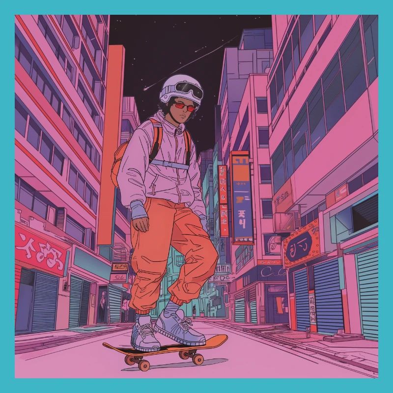 Années 80 Anime Guy Calmant Impression de mode de haute qualité