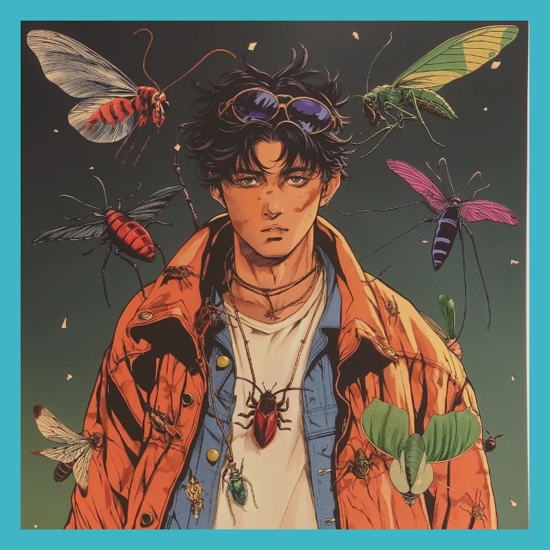 Années 80 Anime Guy Calmant Impression de mode de haute qualité