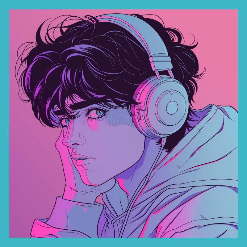 Années 80 Anime Guy Calmant Impression de mode de haute qualité