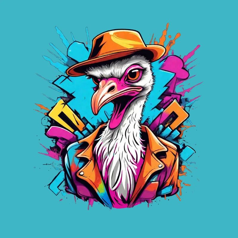 Vogel Strauß mit Hut