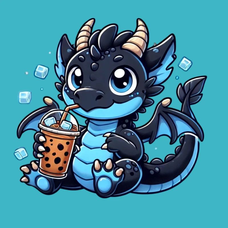 Café glacé Dragon bleu mignon, café glacé dragon