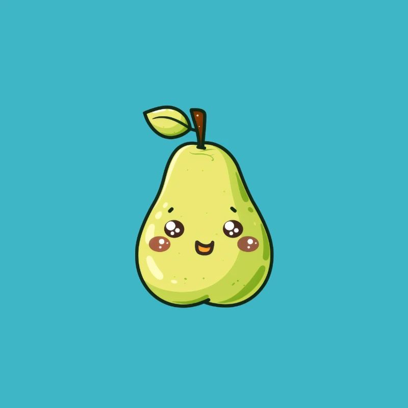 Cute pear in green cartoon style