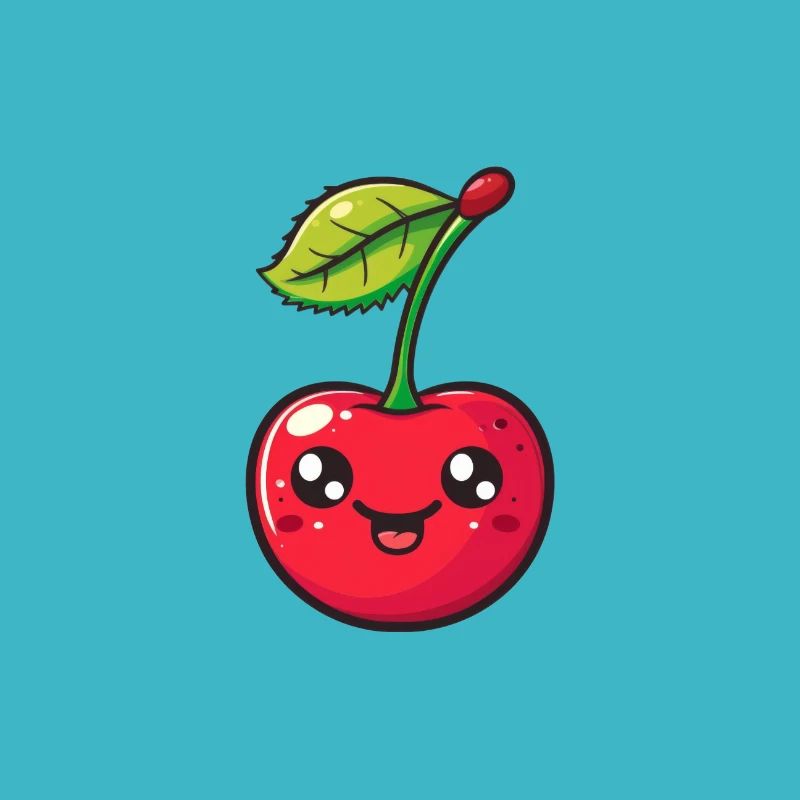 Happy cherry in red cartoon style