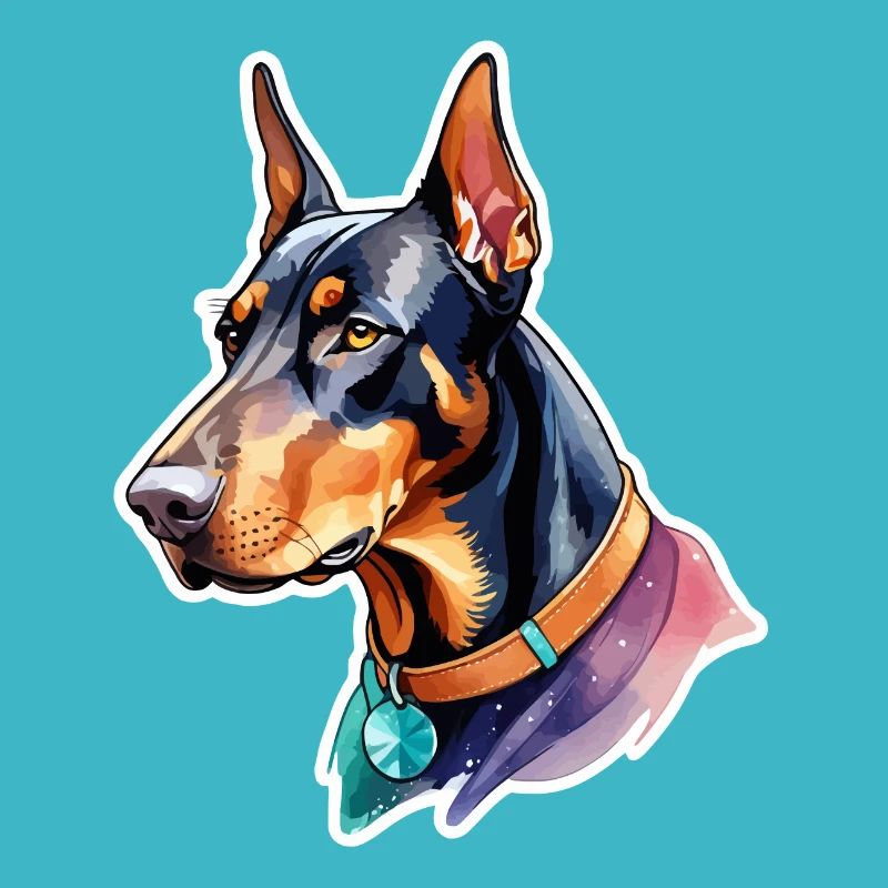 Dobermann Wasserfarben