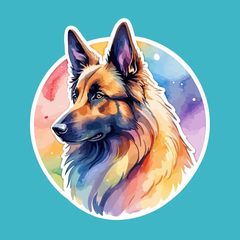 Belgischer Schäferhund Wasserfarben