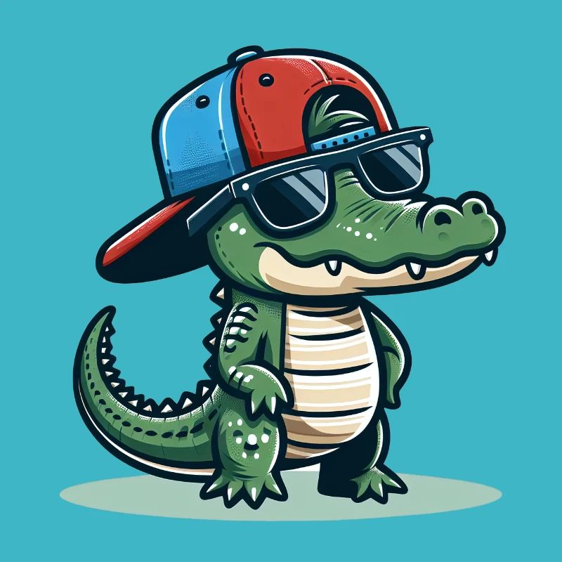 Crocodile avec Basecap et lunettes de soleil - Krokodil