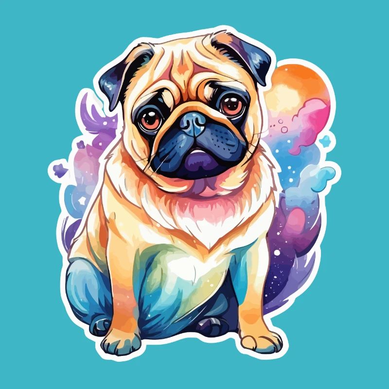 Mops Wasserfarben