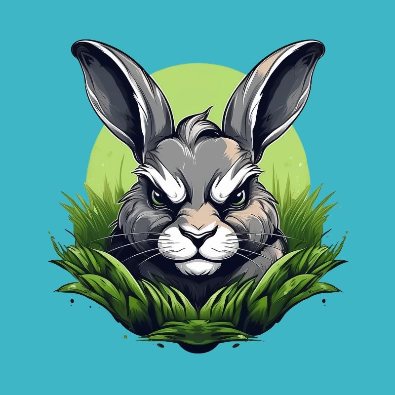 Wild angry rabbit combative motivational sport