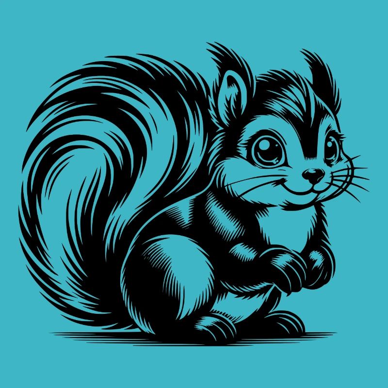 Kleines putziges Eichhörnchen Bleistift Zeichnung