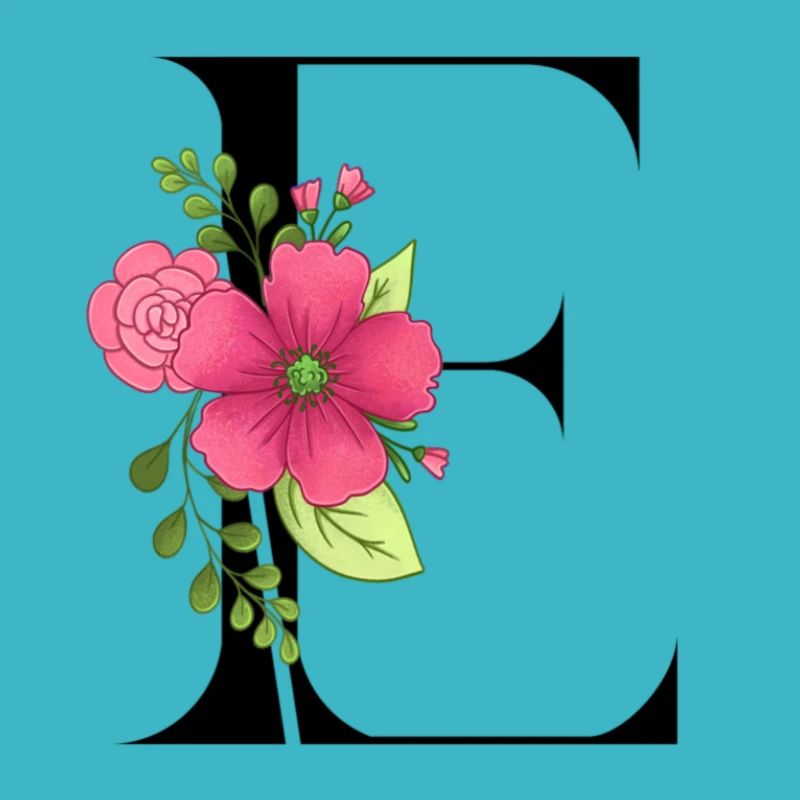 Eleganter Buchstabe 'E' mit Blumen