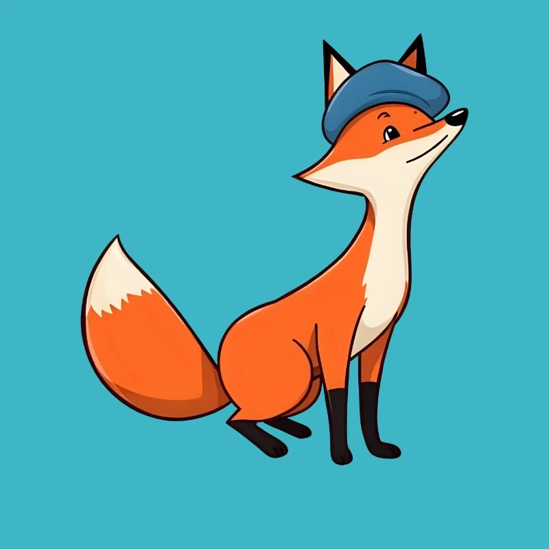 renard de dessin animé vibrant debout avec bandana bleu