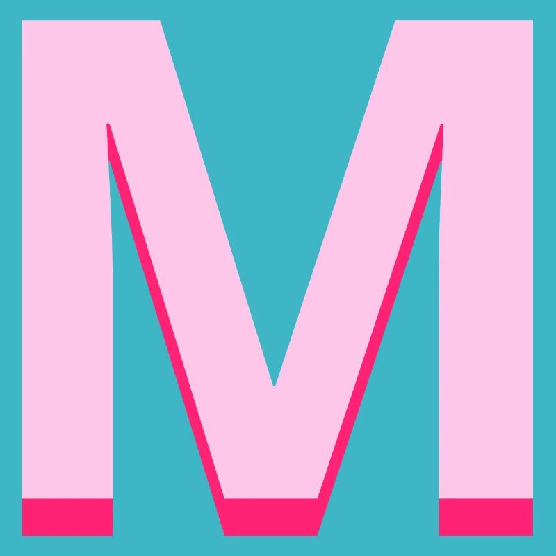Lettre m rose pop et moderne