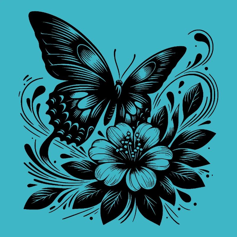 Fleurs sauvages et papillon élégant en harmonie