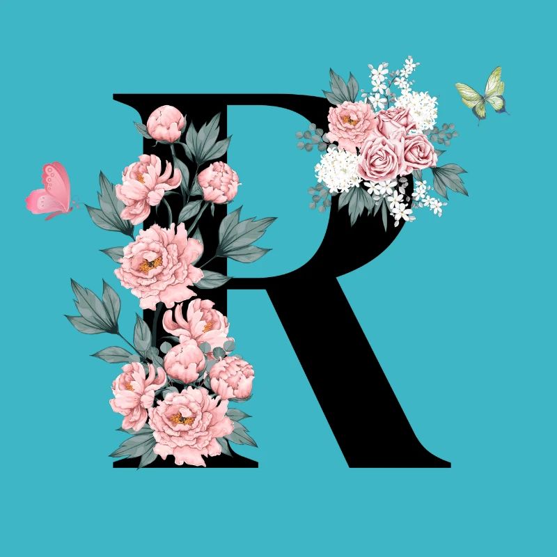 Letter r pink flowers