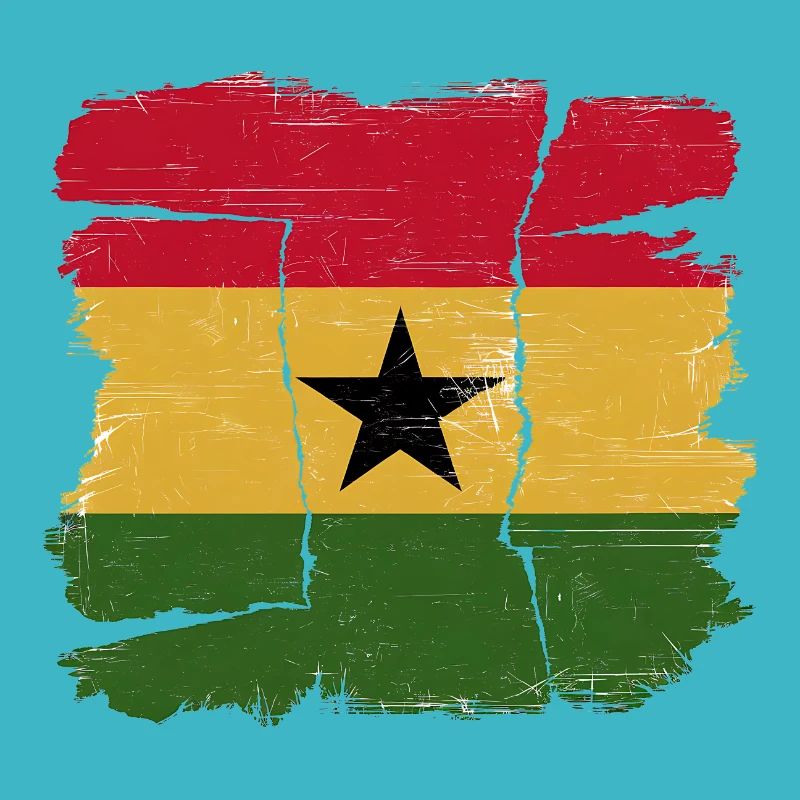 Torn flag of Ghana torn pattern