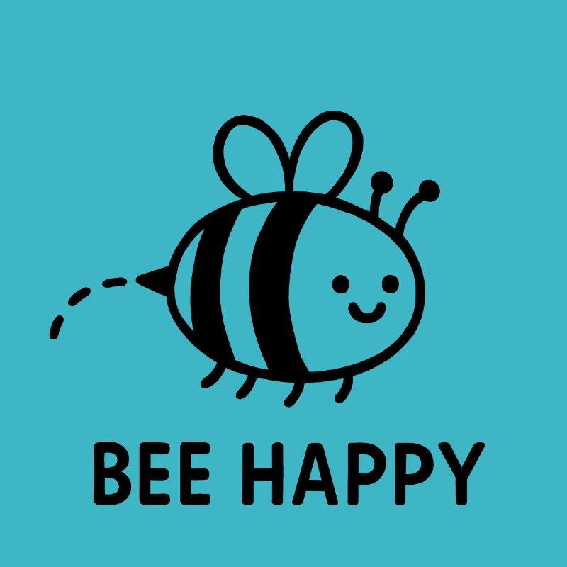 Bee Happy – Cute Smiling - black