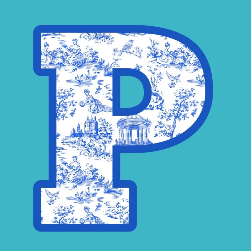 Buchstabe p blaue Chinoiserie
