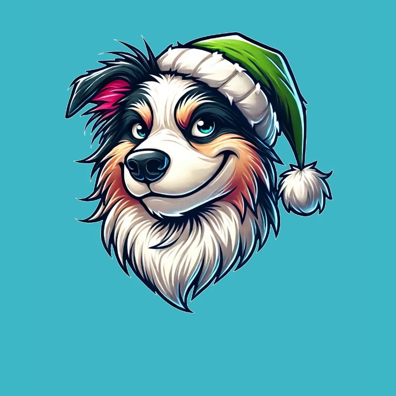 Australischer Schäferhund Weihnachten verschmitzt