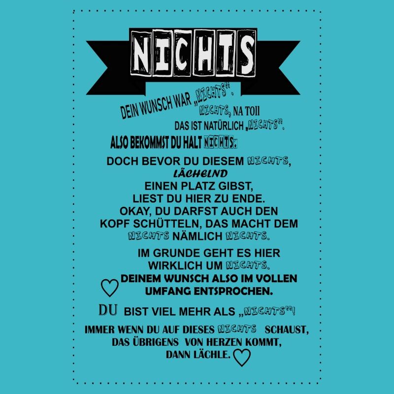 Nichts - Geschenkidee Nichts schenken Text