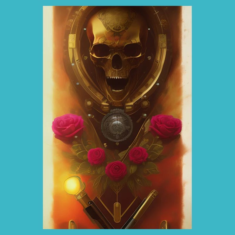 Skull and crossbones with roses