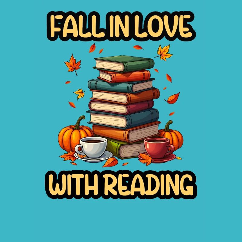 fall in love with reading, Cute fall bookworm