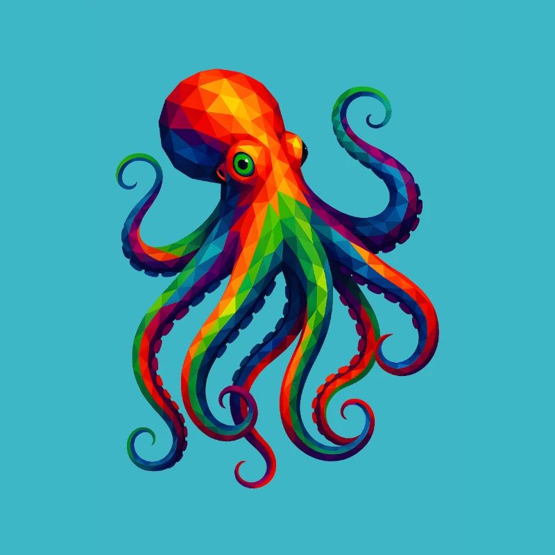 Animaux polygonaux de style WPAP - Octopus Octopus
